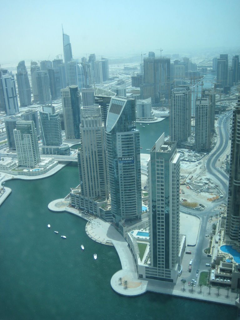 Dubai Marina view from Hotel Harbour's Mediterranean Food Restaurant at 45th floor by Khawaja Naveed