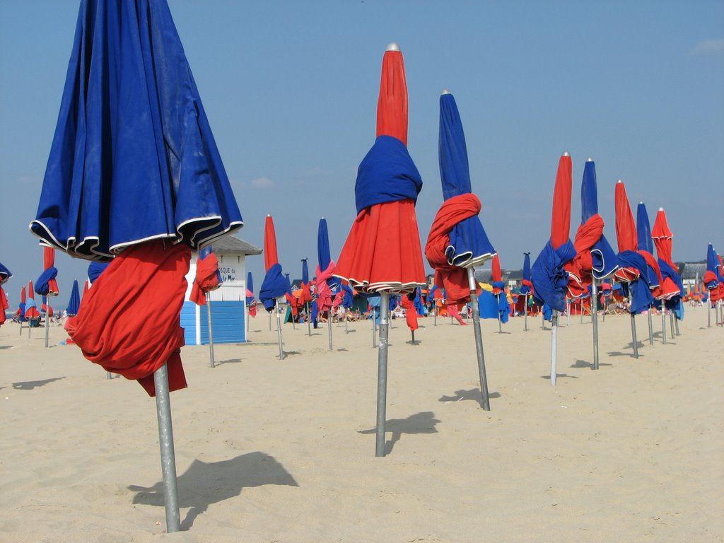 Beach umbrellas in Deauville by mycroft