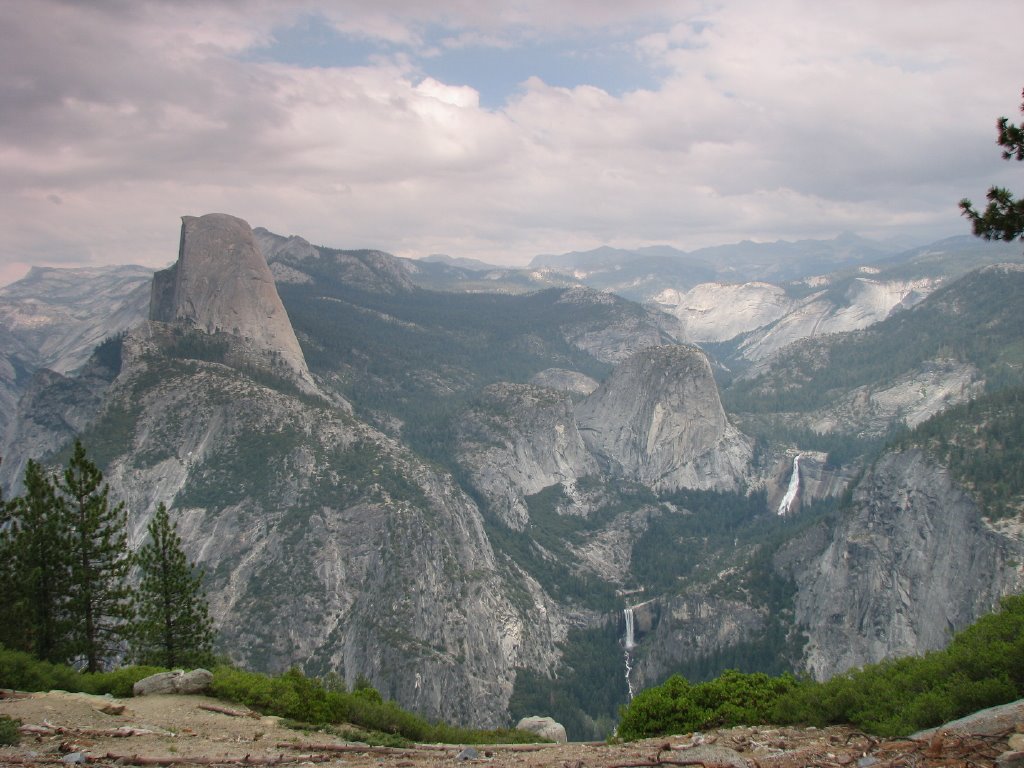 Half Dome, Nevada And Vernal Falls From Sentinel Dome In Yosemite by sroodtuo74