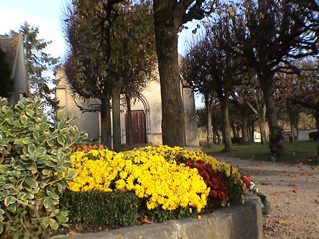 Devant l'église en novembre by geneviève herichi