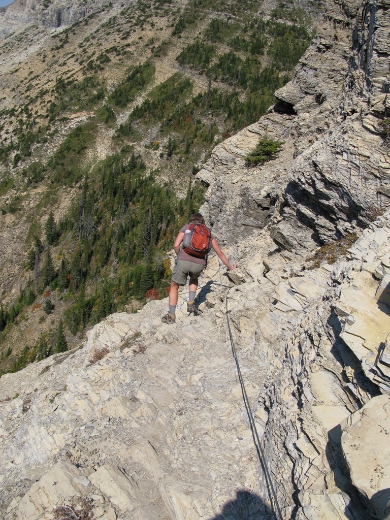 Descending to the tunnel from Crypt Lake, Sept 2008 by Curt Bosket