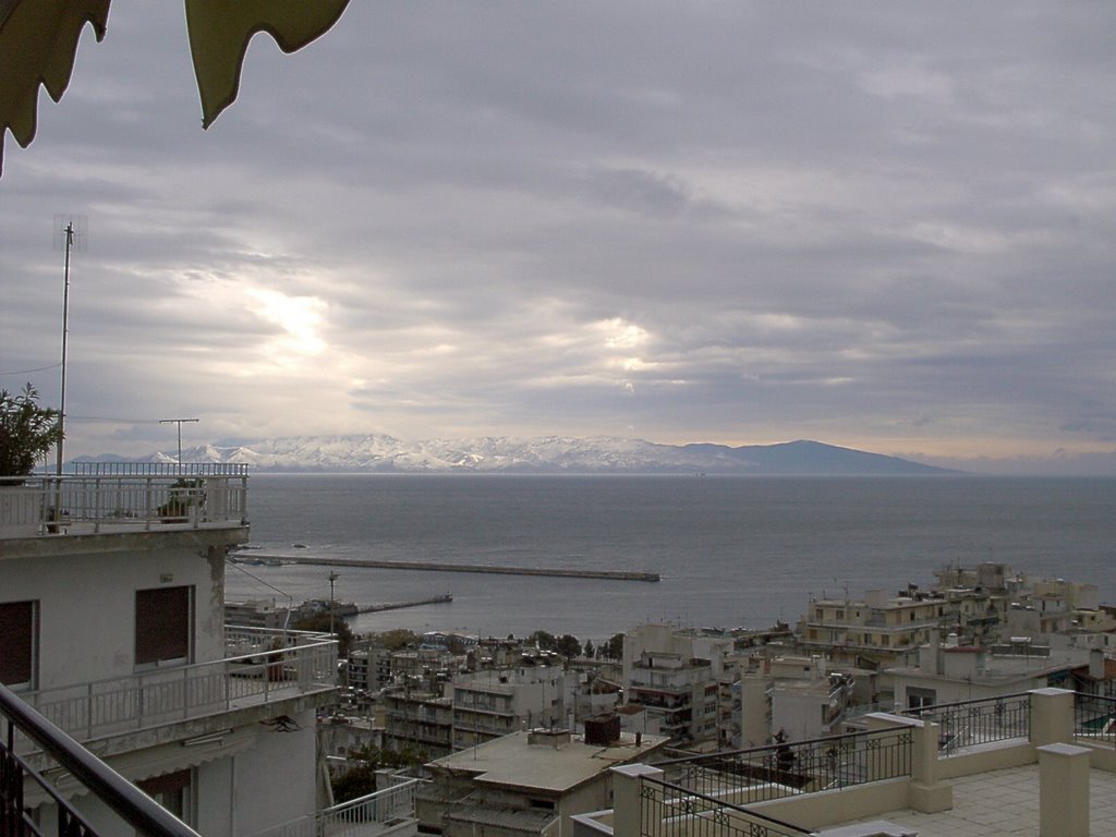 Kavala Looking at Thassos Island by douriosippos