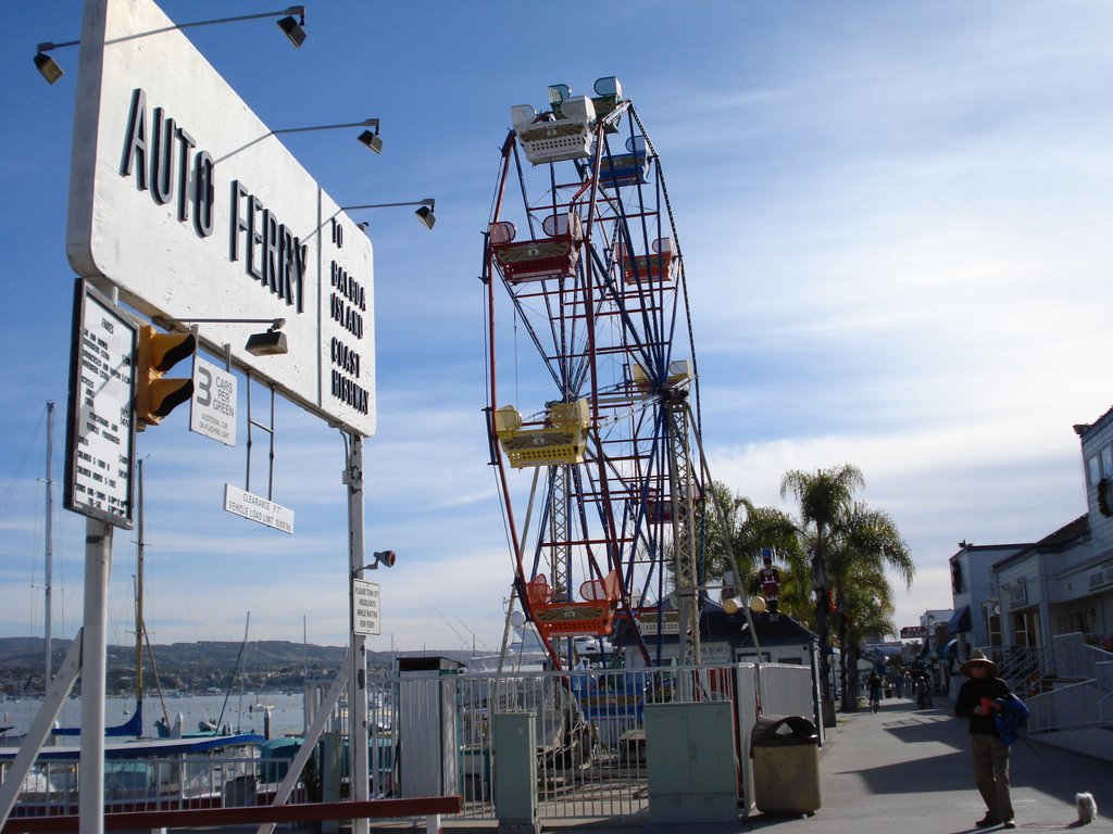 Ferris Wheel & Auto Ferry, Balboa Peninsula, Newport Beach, Ca. by JOHN RHW