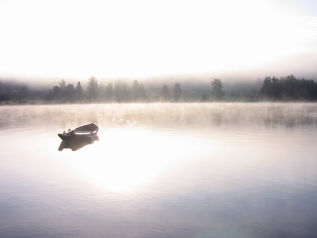 Foggy morning on lake Fjällsjön by bjornj