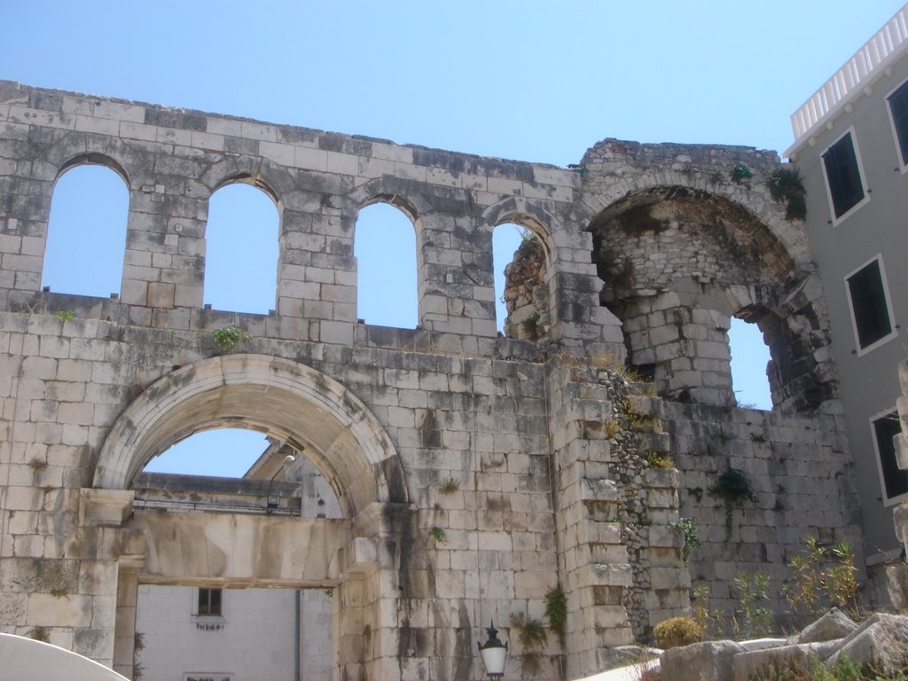 Dioklecian palace wall in Split (palac Dioklecjana) by hvar