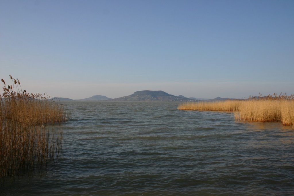 Hill Badacsony from the opposite bank of Lake by MBagyinszky