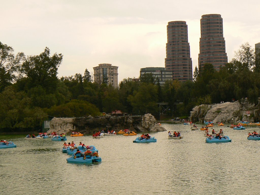 Chapultepec Lake and two Luxury Condo Towers. by Jorge Portales