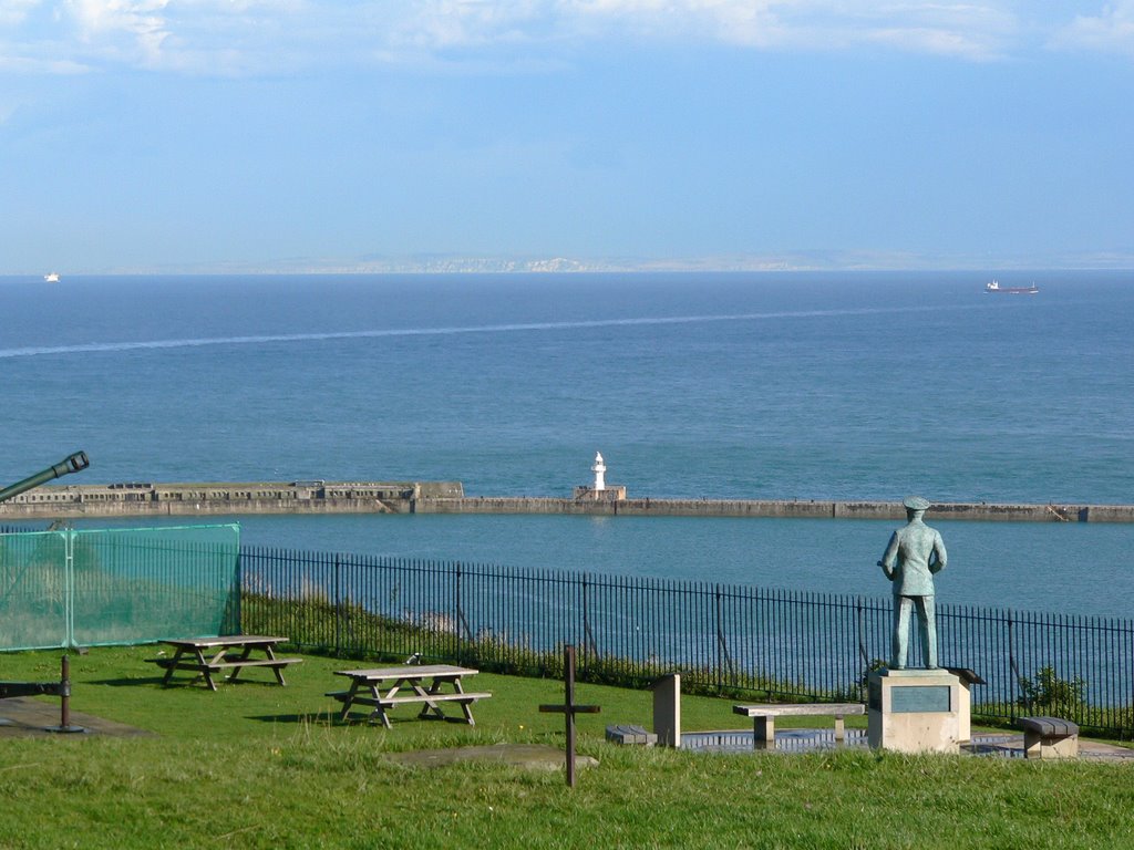 The Coast Of France Looking Across The Channel From Dover Castle. by les willis