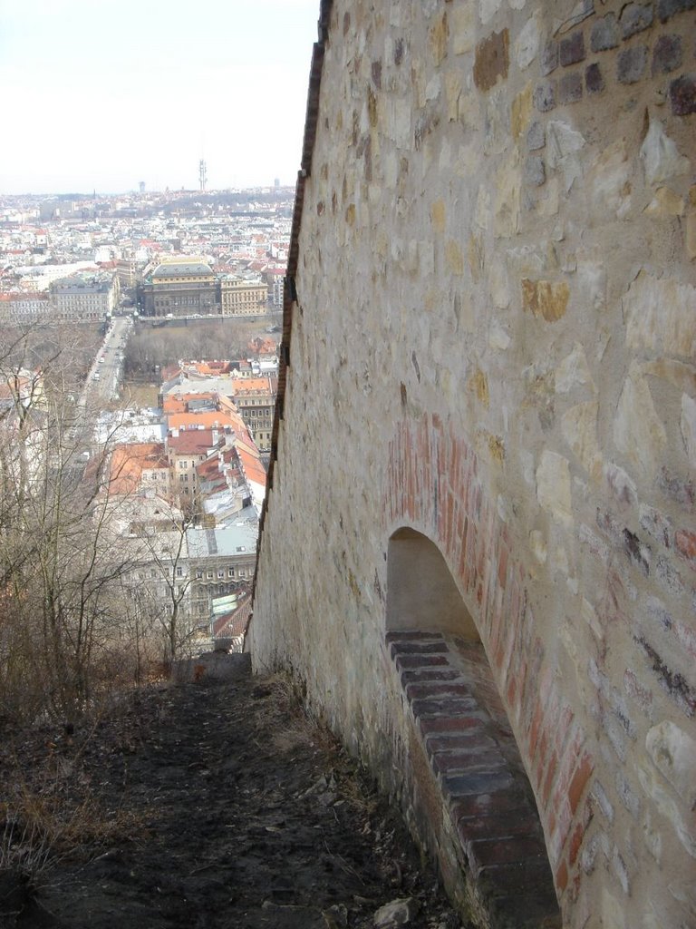 Praha - Petřín Hill - Hladová zeď / Hunger Wall - View East on National Theatre & Most Legii by txllxt