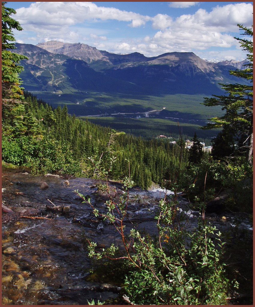 Waterfall above Lake Louise by Merle Layden