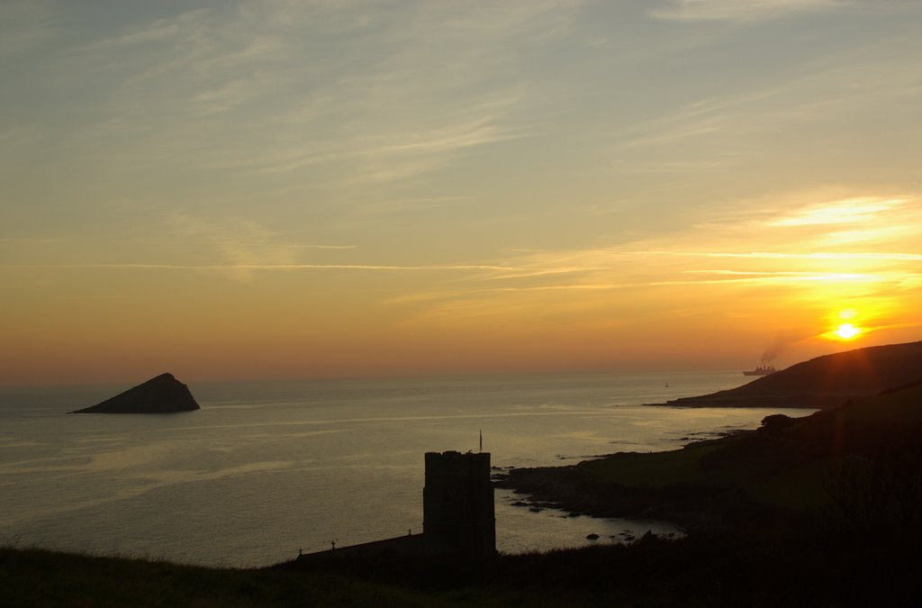 Wembury Church And The Great Mewstone. by ken. mundell