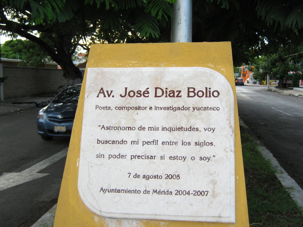 Placa Avenida José Díaz Bolio (Calle 21 x Av. Líbano) by José Repetto (Pepe)