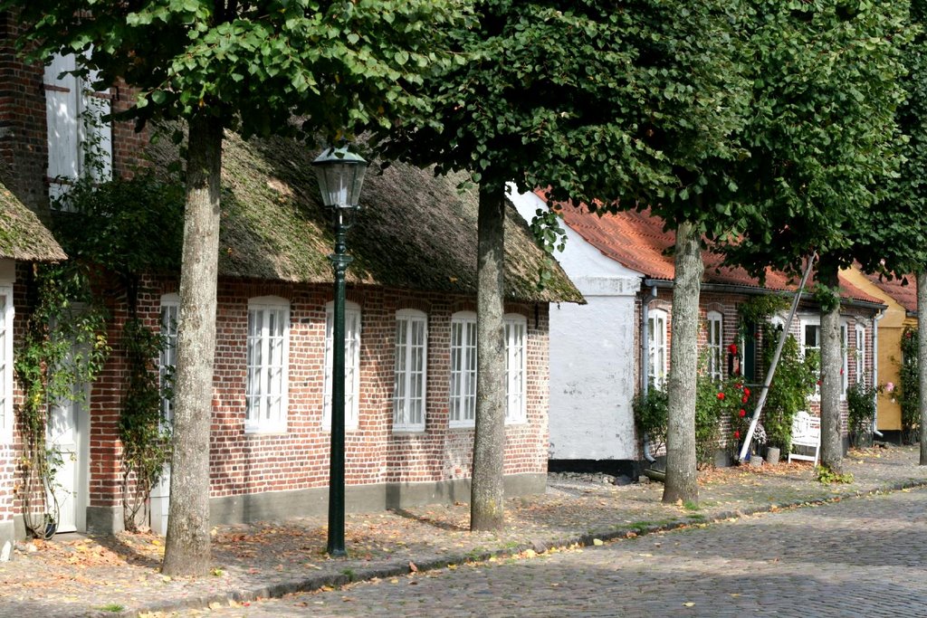 Houses at the mainstreet in the town Møgeltønder by Jesper Berling