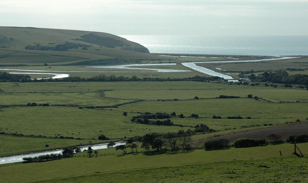 Looking South from High and Over to the Cuckmere estuary by P.Sheppard