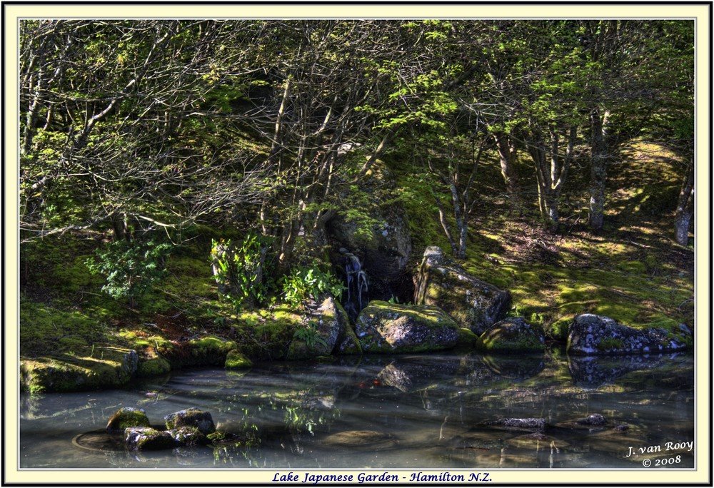 Lake at the Japanese Garden Hamilton Gardens by John van Rooy