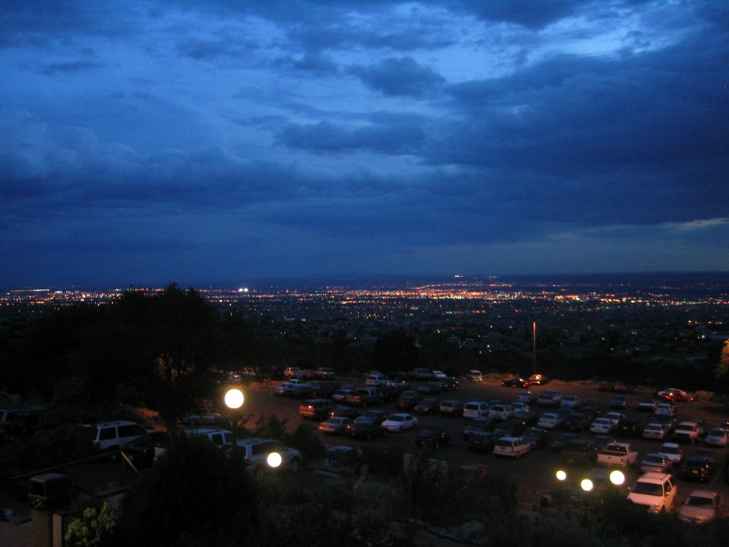 Albuquerque dusk from Sandia Mountain by johnthegoon