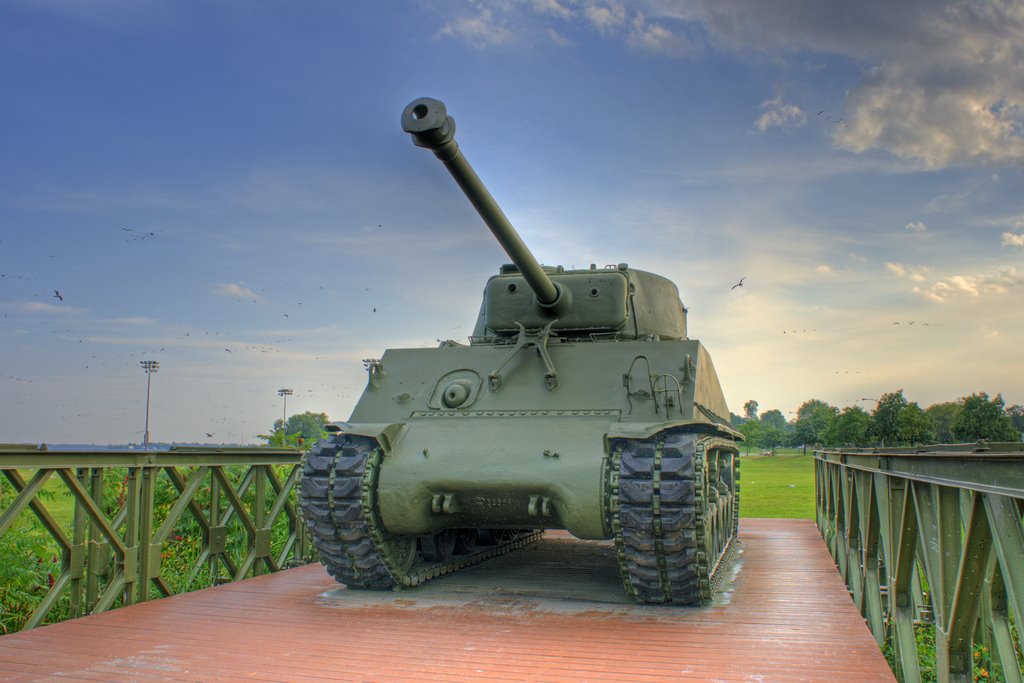 Sherman Tank on Bailey Bridge by Dale Roddick