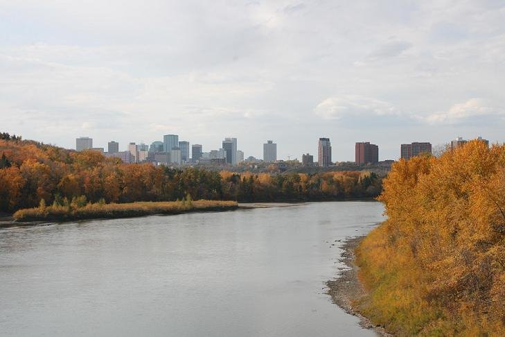 Autumns Golden Glow - Edmonton Skyline by Richard F Dobbin