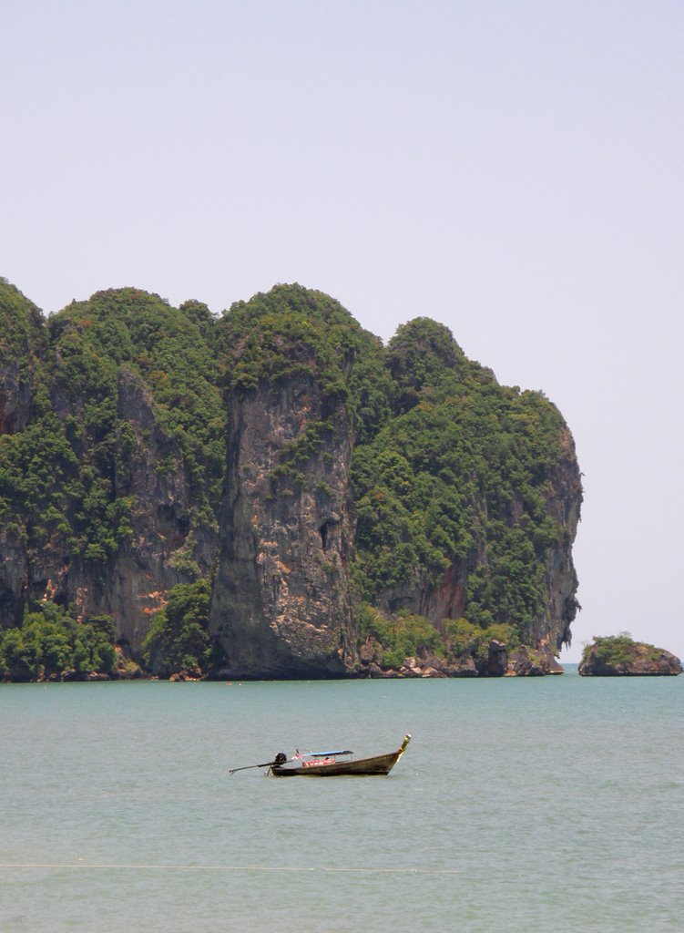 Longtail boat off aonang coast by crokey