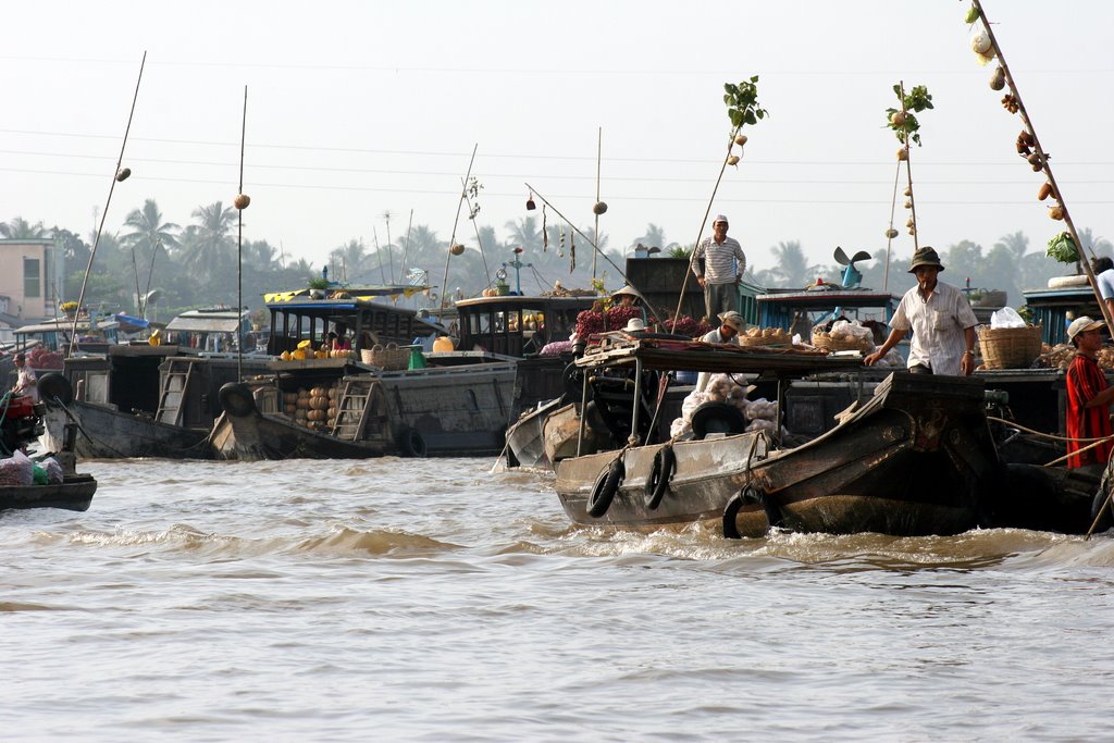 Floating Market near Can Tho Vietnam by J Roskilly