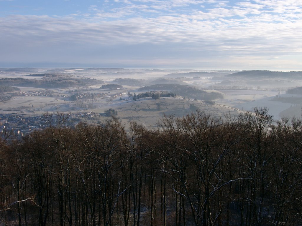 Sternberg, Gomadingen, Aussicht vom Turm am frühem Morgen by guido.rob