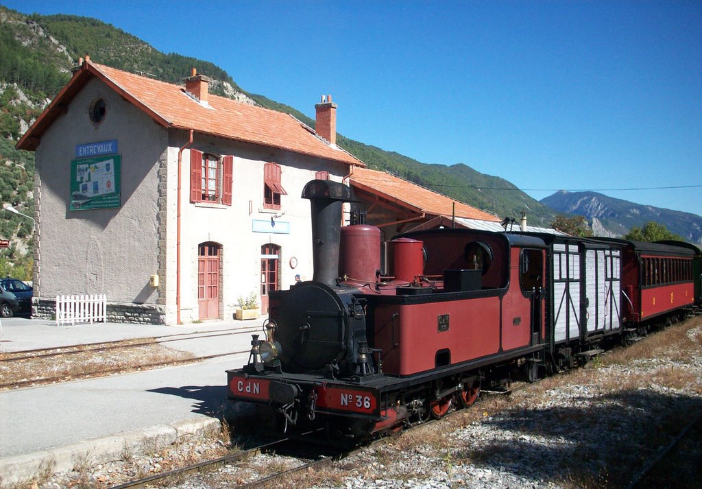 Train à vapeur en gare d'Entreveaux by Claude Soumagne