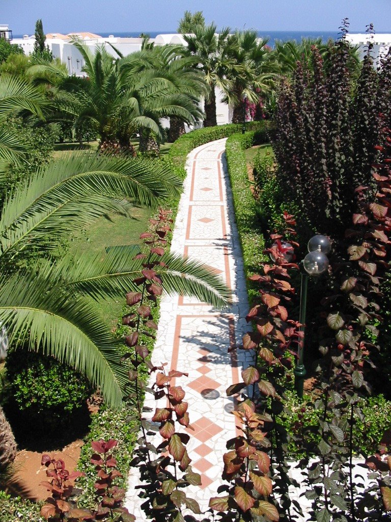 Marble and stone walkway through a sea of tropical green. by ifty_ifty