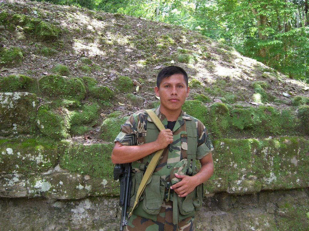 Guard at Tikal Ruins by Holly Smith