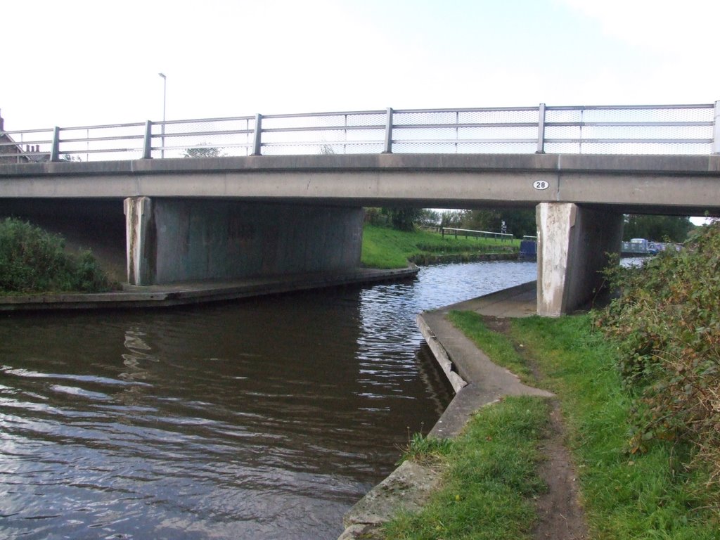 Heatons Bridge (No 28) Taking Heatons Bridge Road (B5242) Over The Leeds & Liverpool Canal. by Peter Hodge