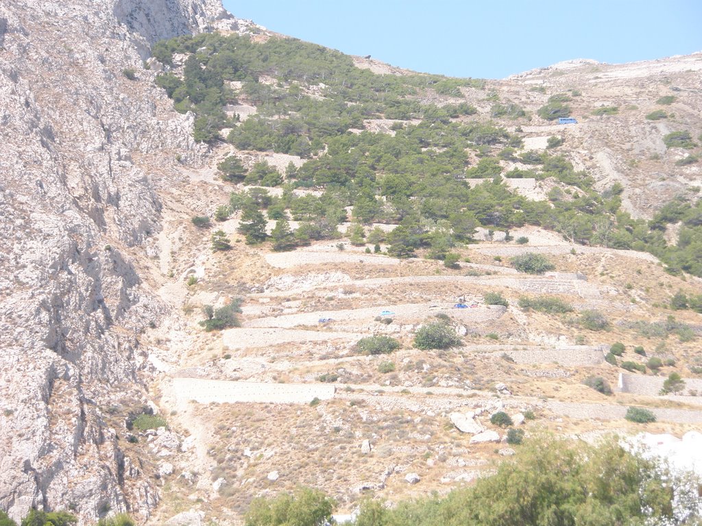 The spiral road going up to Ancient City of Thira by Benj Arrieta