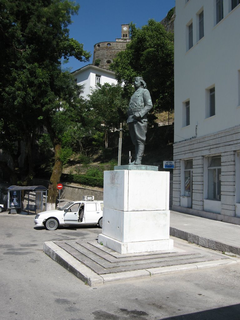 Cercis Topulli statue & Castle clocktower by osamabinbush