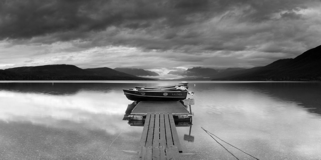 Landscape Panorama: Lake McDonald. BW. A must see! by Ruben Lopez Perez