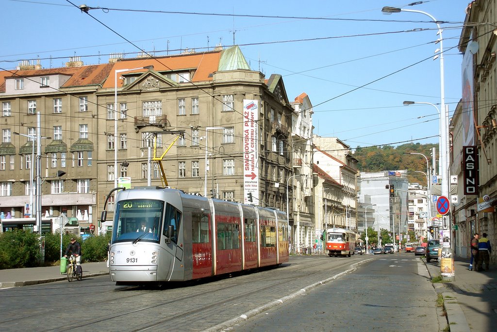 Tram 20 in Smichov area in Prague by jeroenalberda