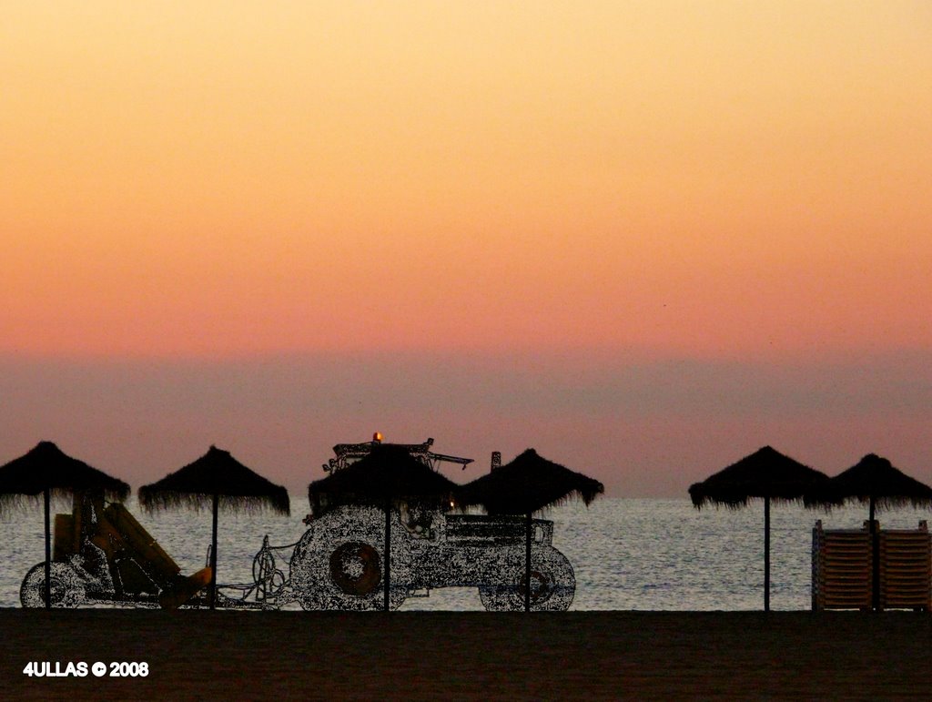 Ghost vehicle cleaning the sand in Malvarosa at sunrise- by 4ullas