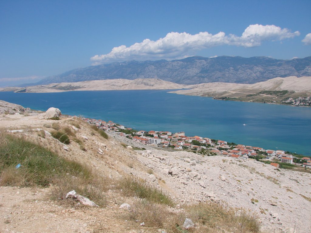 View from the mountain next to city Pag by Navntoft