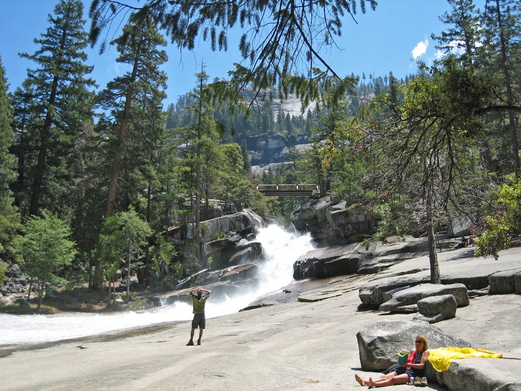 The Silver Apron, just above Emerald Pool and Vernal Falls along the Merced River. Looking east; Nevada Falls and then Little Yosemite Valley are beyond to the left. by Richard Wood