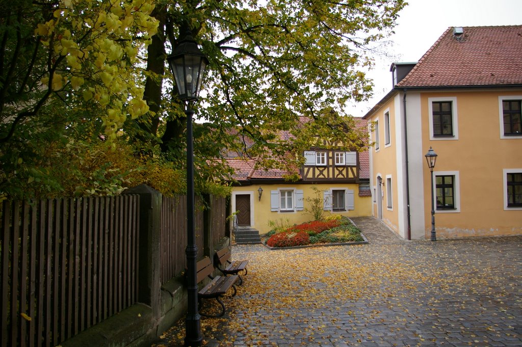 Feuchtwangen der Kirchplatz - im Hintergrund das Organistenhaus by Luppo de Mare