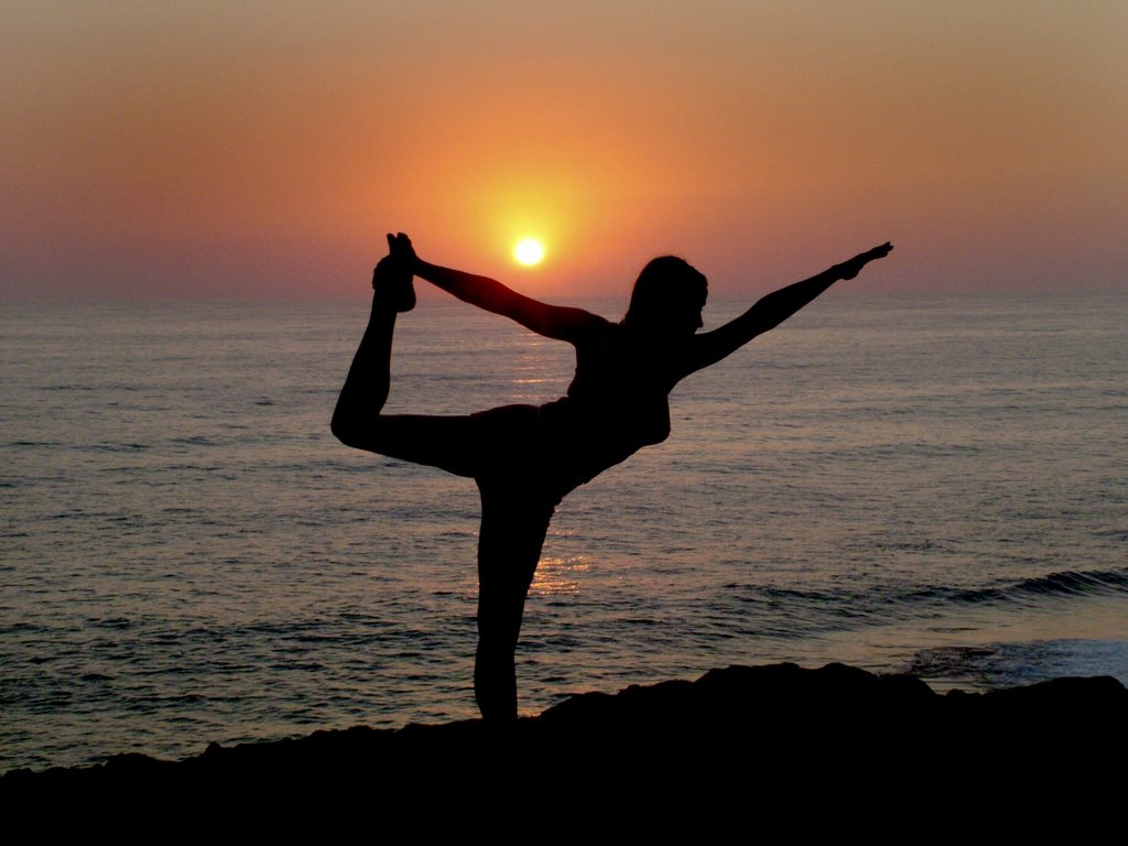 Yoga at Sunset by trevor leighton