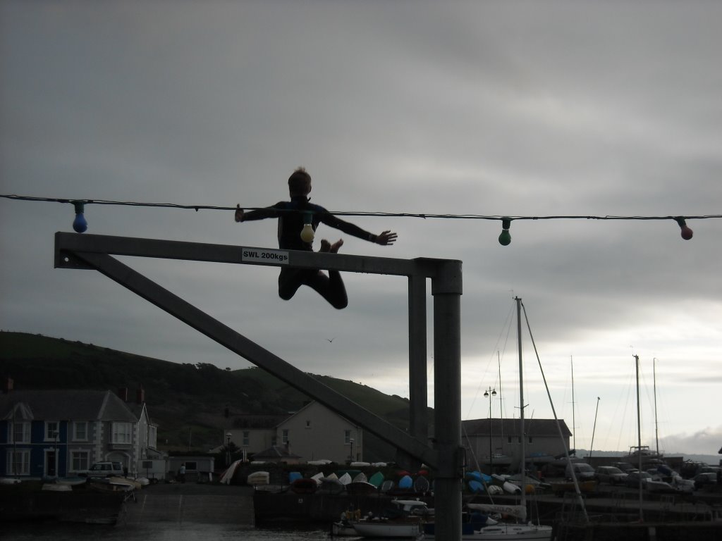 Boy diving into Aberaeron Harbour by John Smith 777