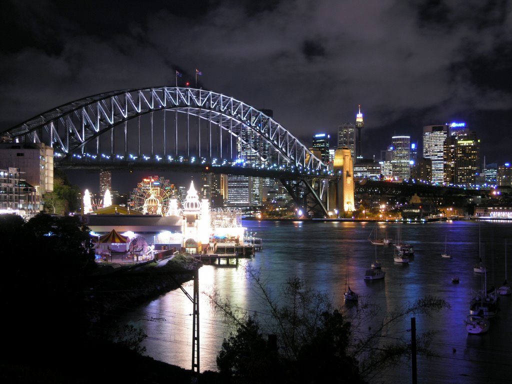 Luna Park & Harbor Bridge at Night by SEIMA