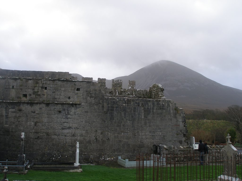 Murrisk Abbey with Croagh Patrick in the distance, County Mayo, Ireland. December, 2007 by Gary Miotla