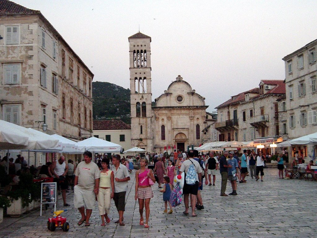 Hvar square at sunset by cjboyle