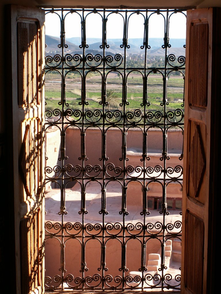 Through window of Taorirt Kasbah, Ouarzazate by Tracy Sparkes