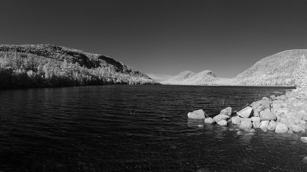 The Bubbles, Jordan Pond, Acadia National Park in infrared by Peter Dubuque