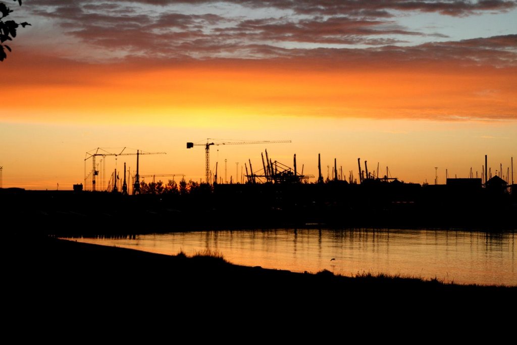 Early morning at Tangkrogen, looking towards Århus harbor by Jesper Berling