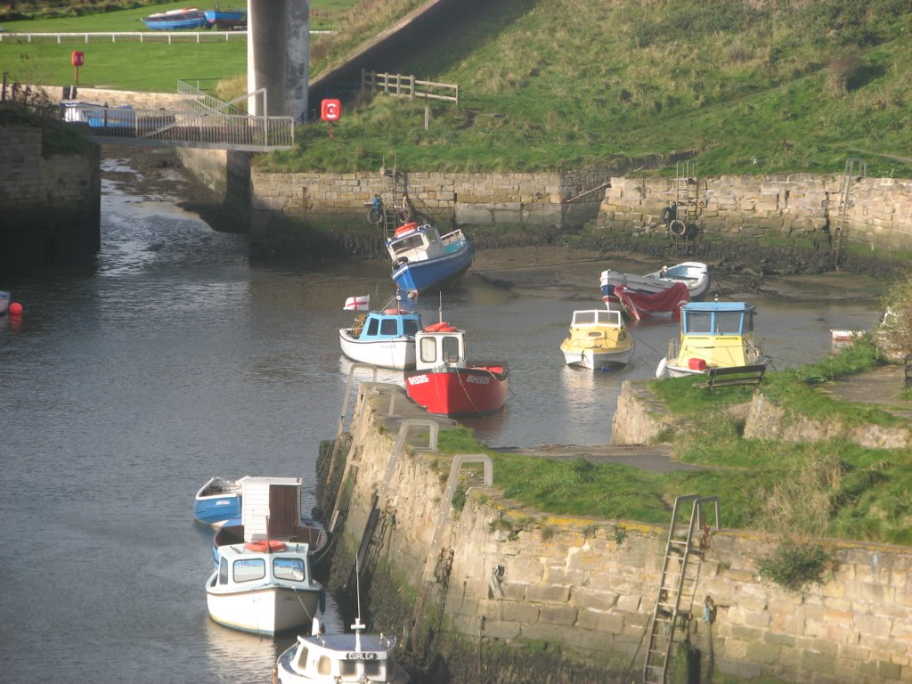 Seaton Sluice Boats 2 by Albert Griffiths