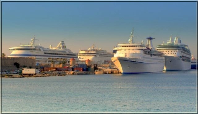 Cruiseships in Rhodo's island port by eleni iak.