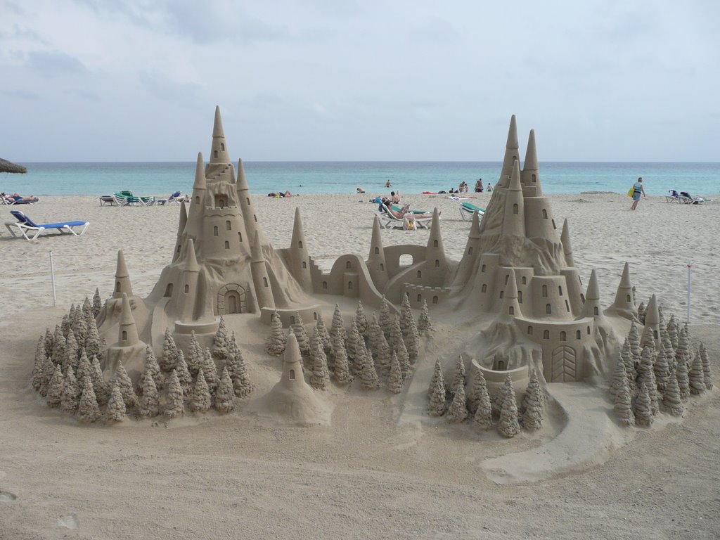 Sandcastle on the beach, Cala Millor. by Keith D