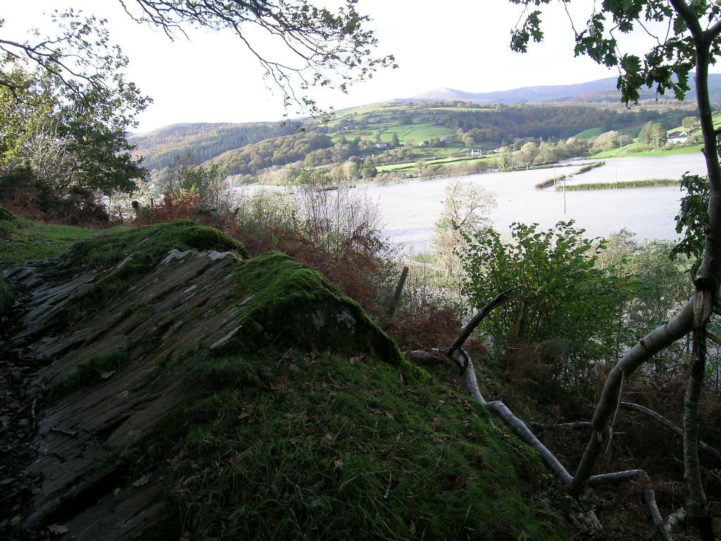 View towards the flooded fields outside Machynlleth by Annette Strauch