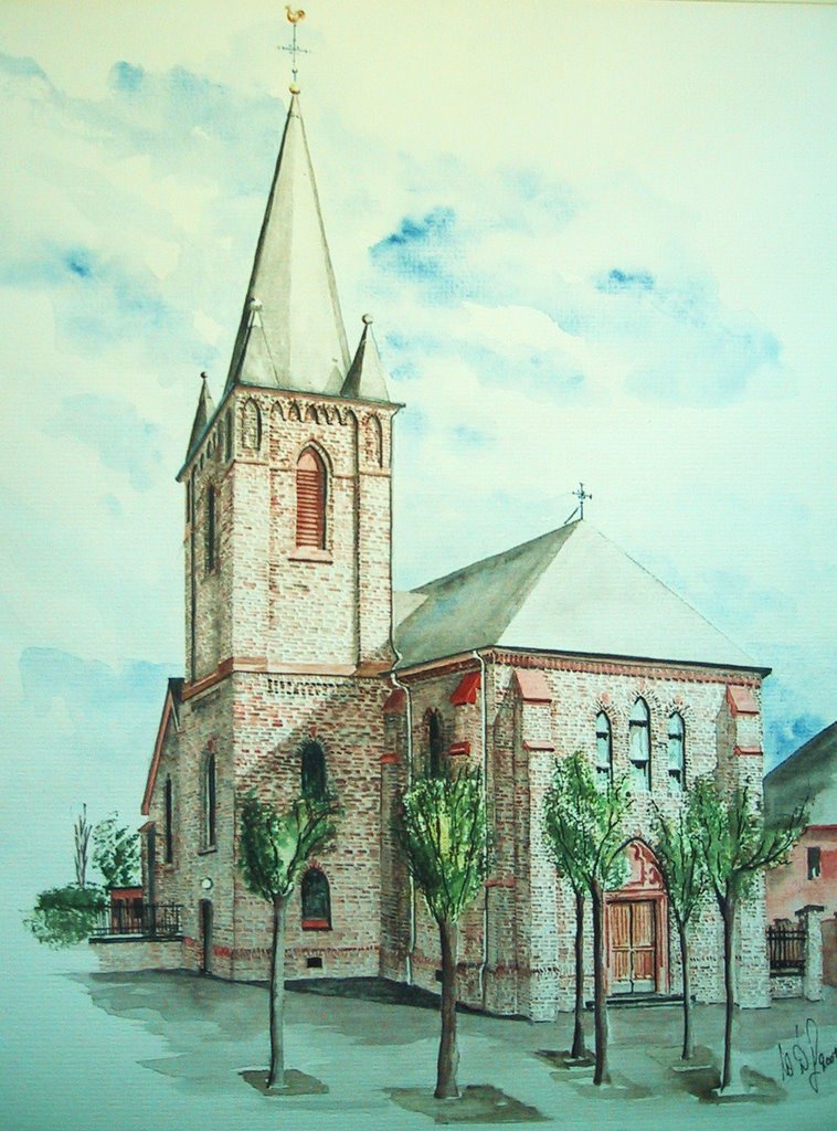 St.Georg in St.Jöris b. Aachen ein Aquarell by W.Drebing